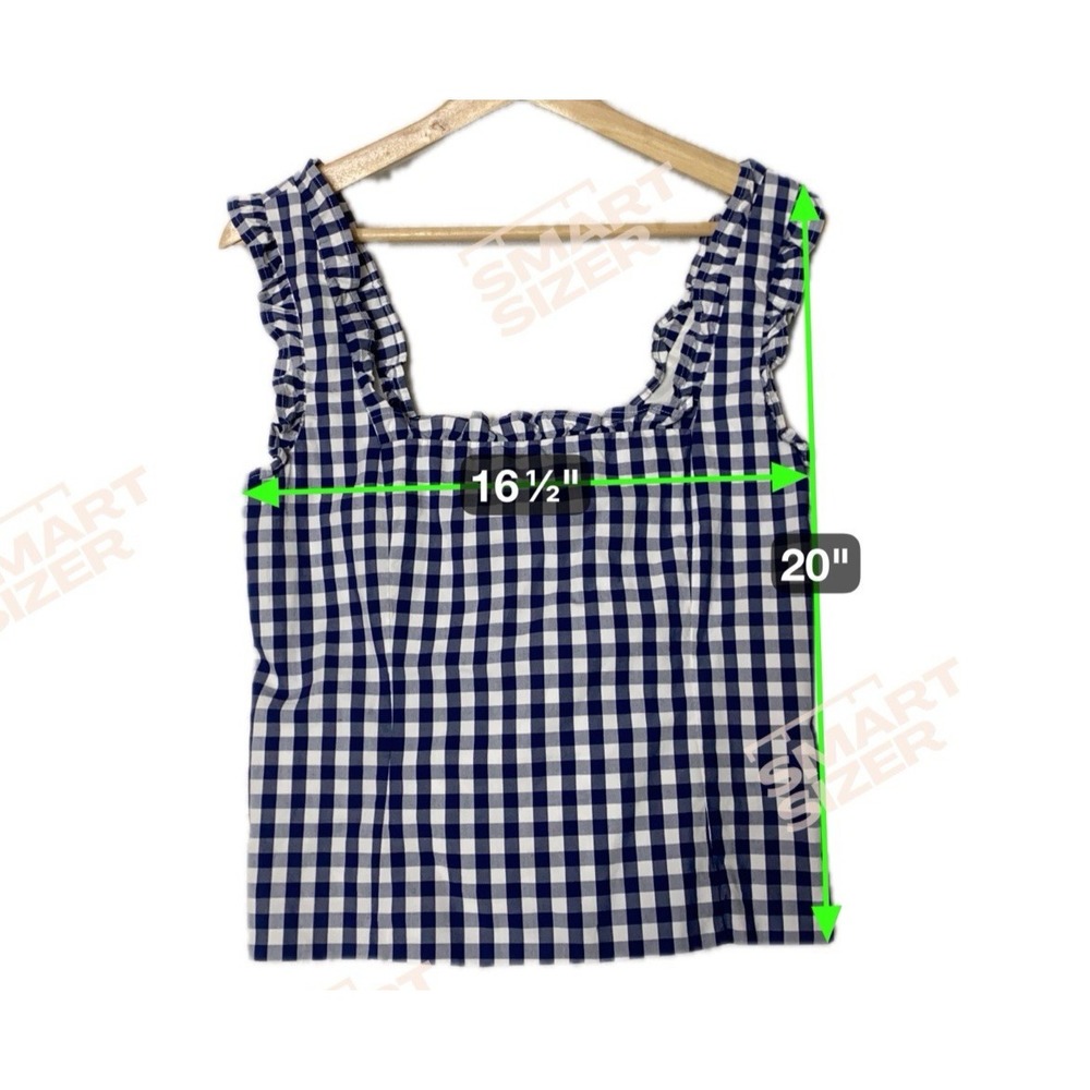 J.Crew Gingham Ruffle Strap Tank Top Womens S Blue Cottagecore Cropped‎ Country - Picture 6 of 12